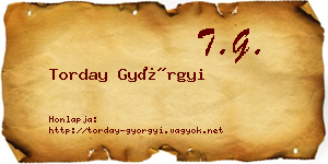 Torday Györgyi névjegykártya